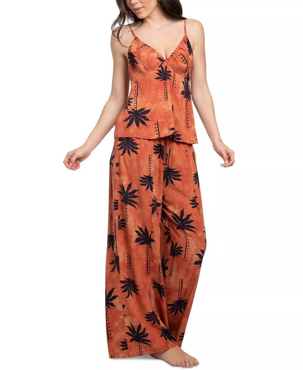 NEW MIDNIGHT BAKERY palm cami pant lounge set in rust